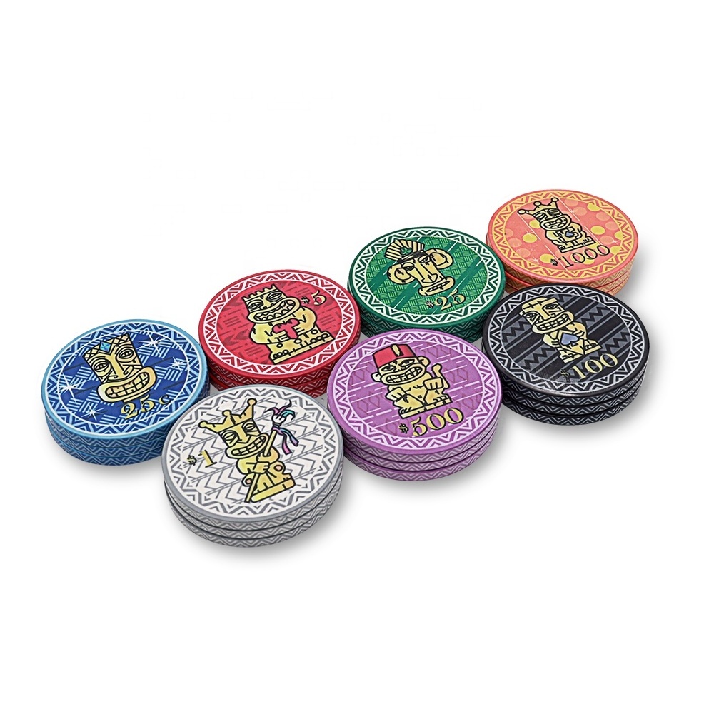 Wholesale custom ceramic poker chips tiki king chip 12g 43mm casino high grade multi size are available from manufacutres