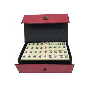 Factory custom ivory chinese mahjong set 144pcs  mahiong chips 2 dice in a pvc box for other entertainment products