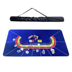 Wholesale best quality casino poker mat table cloth blue rubber poker mat custom design factory for casino game