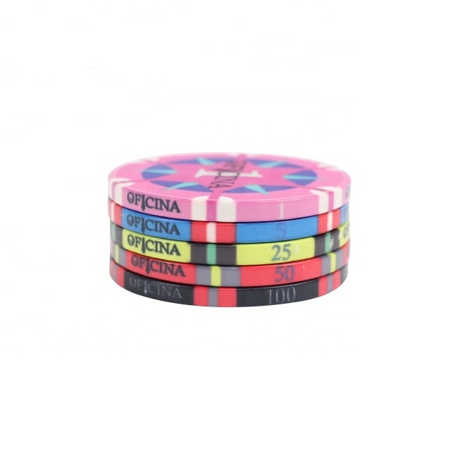 Hot sale ceramic poker chips 43mm diameter 12g per pc keramik chip with custom tiki king logo design can do for casino game