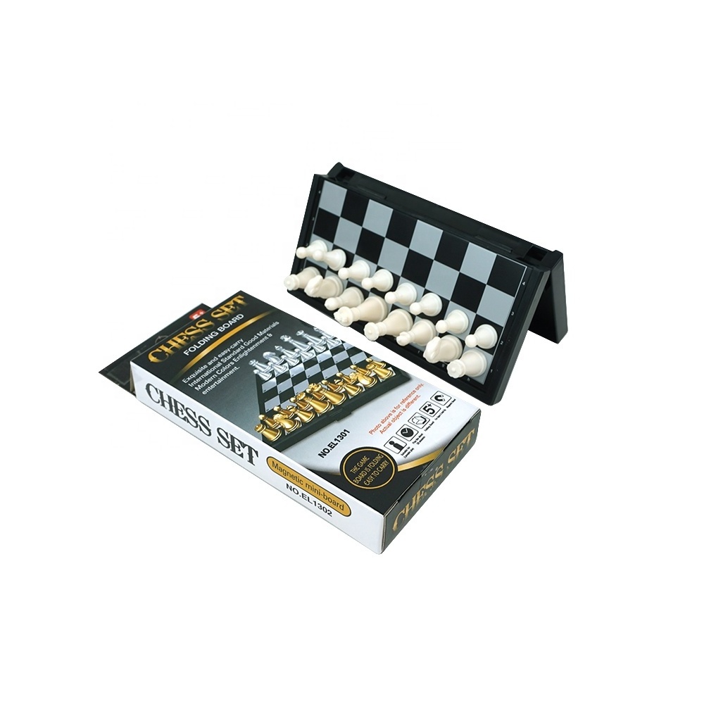 Portable Kids Mini Plastic Chess Set with Magnetic Foldable Chess Board and Chess Pieces