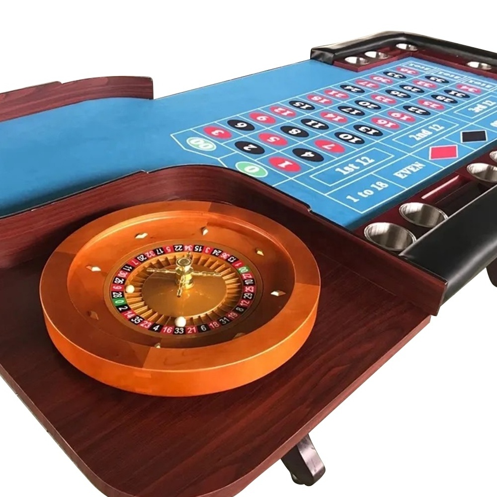 Factory Professional casino mesa de poker table wooden with 18 inch roulette table 1pc can custom poker table for gambling game