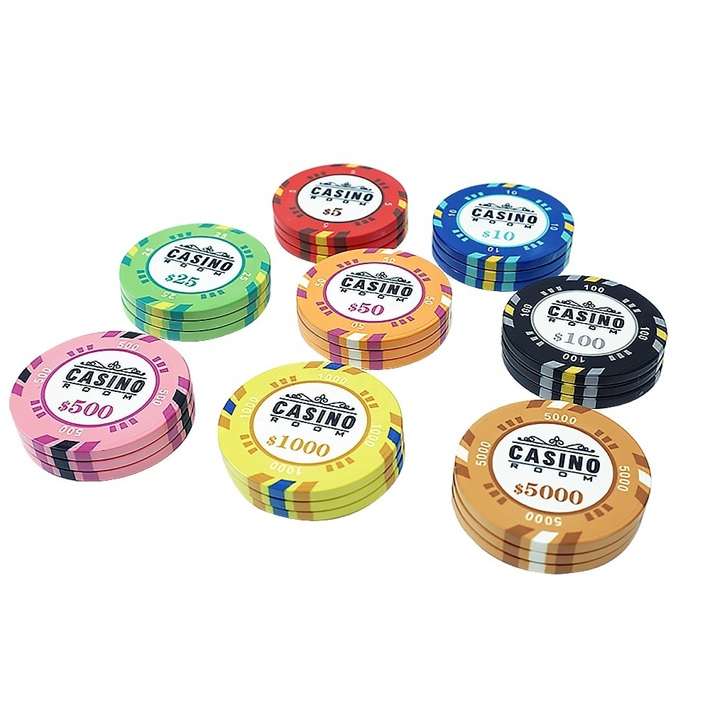 Factory professional custom casino 39mm ceramic poker chips set 10g deluxe fancy game  different value for gamebling poker game