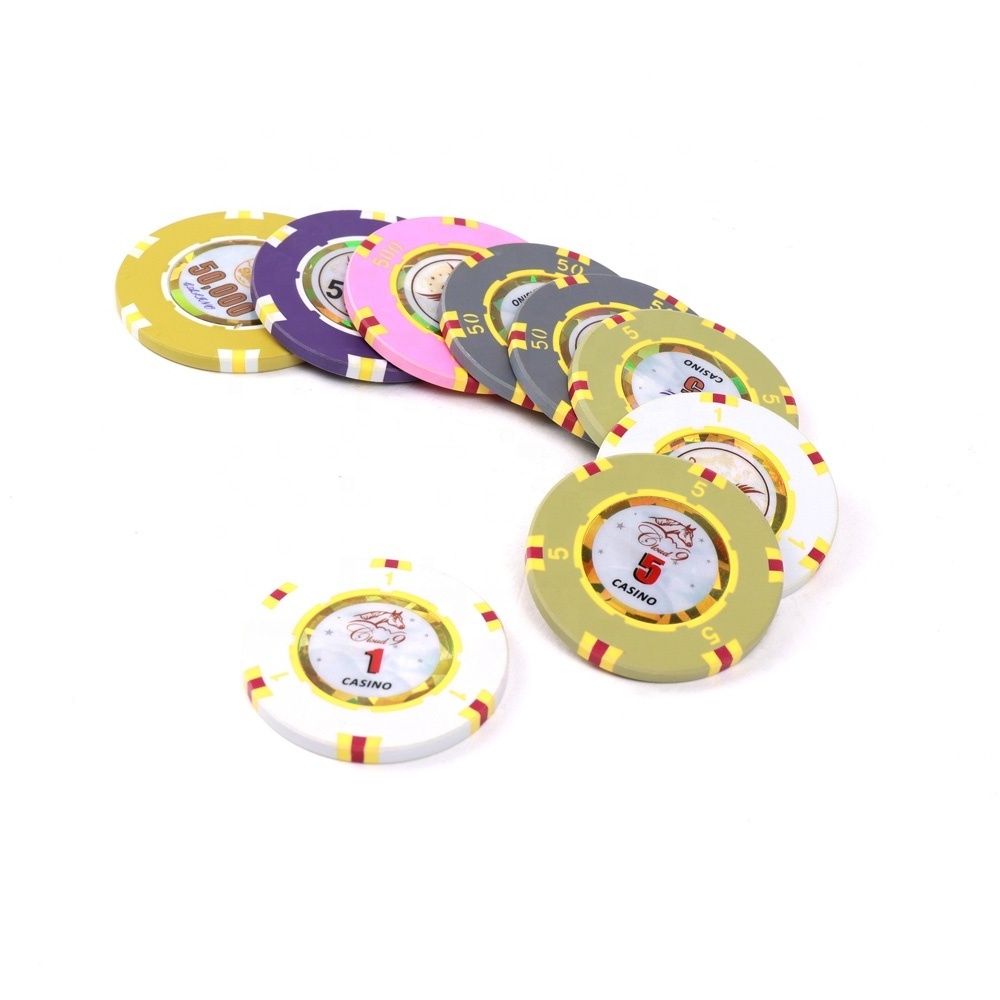 Composite chips inserted with RFID chips Casino club Premium Player Poker Chips with stickers in the middle