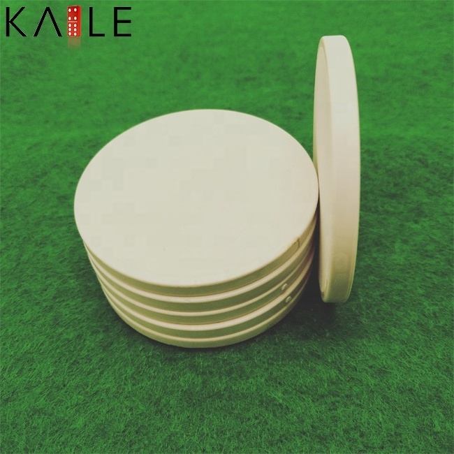 Factory supply 39mm cheap white poker chips ceramic blanks 10g  per piece any logo design can print on chips for casino games