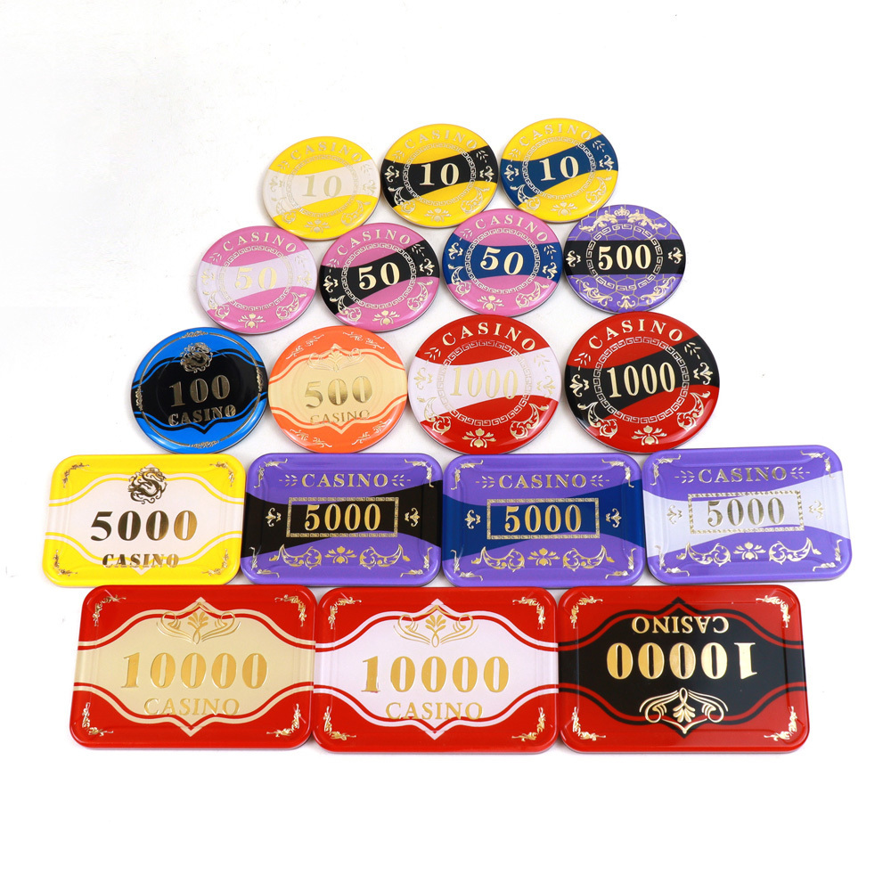 Wholesale large crystal acrylic chips rectangular 80mm acrylic triple poker chips professional casino tokens bookkeeping coins