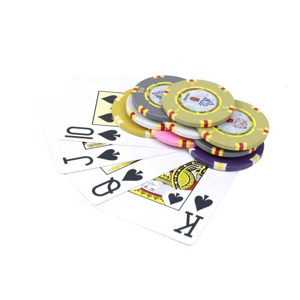 Composite chips inserted with RFID chips Casino club Premium Player Poker Chips with stickers in the middle