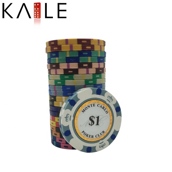 Casino quality clay poker chips 14g 40mm 3 tone monte carlo chip 11 colors pack of 25 or 50pcs per roll for casino grade game