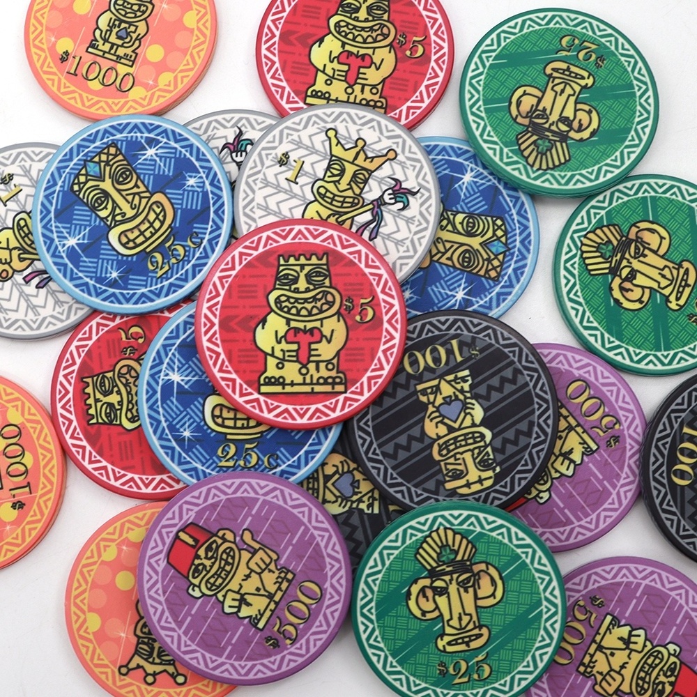 Wholesale custom ceramic poker chips tiki king chip 12g 43mm casino high grade multi size are available from manufacutres