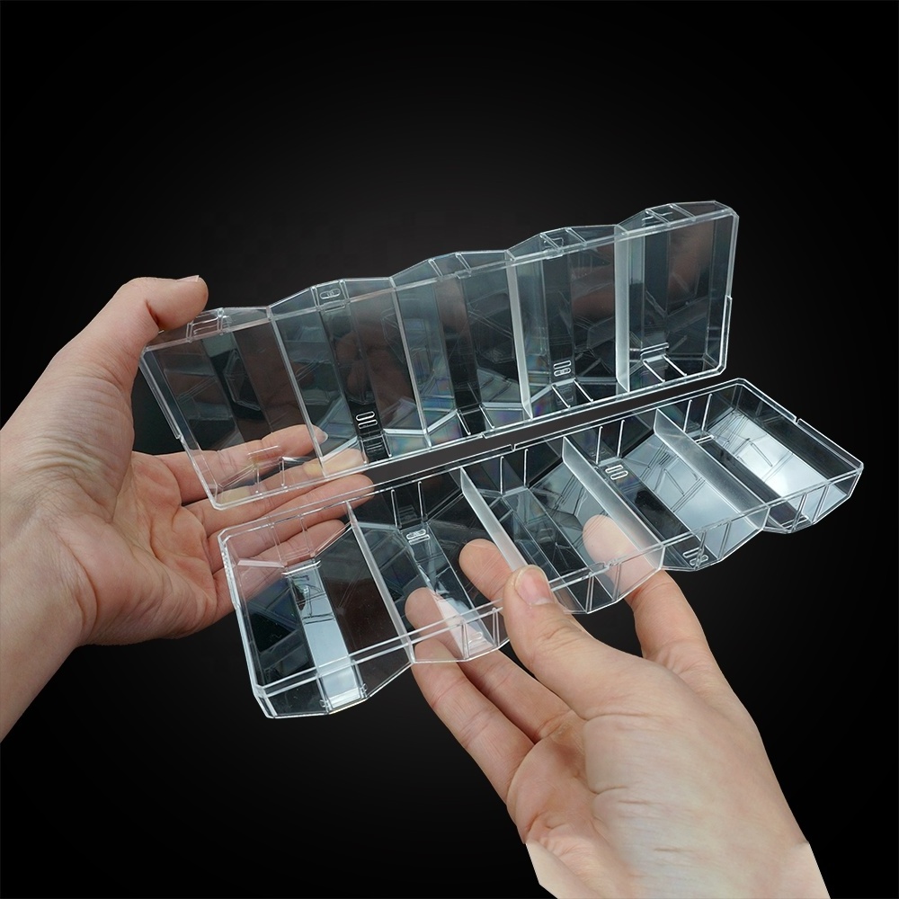 Best quality casino transparent 100ct poker chip trays with lid cover wholesale factory acrylic rack for storage 43mm 45mm chips