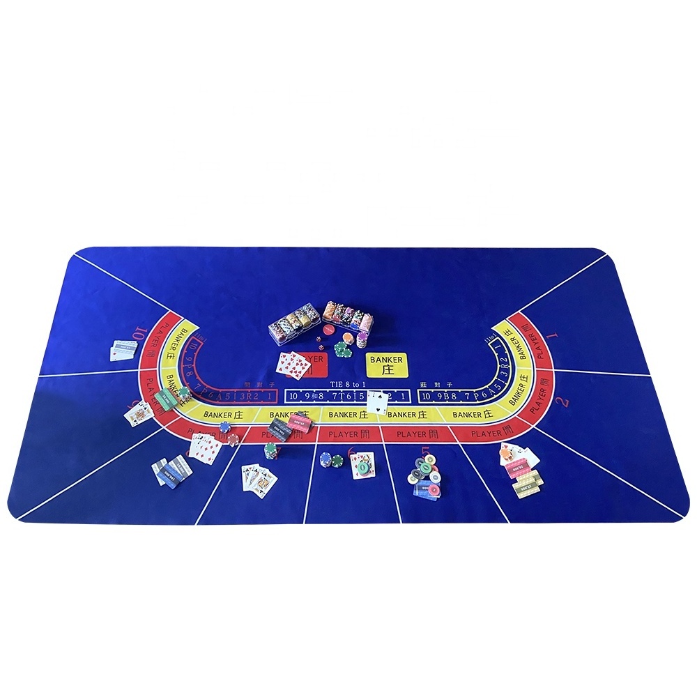 Wholesale best quality casino poker mat table cloth blue rubber poker mat custom design factory for casino game