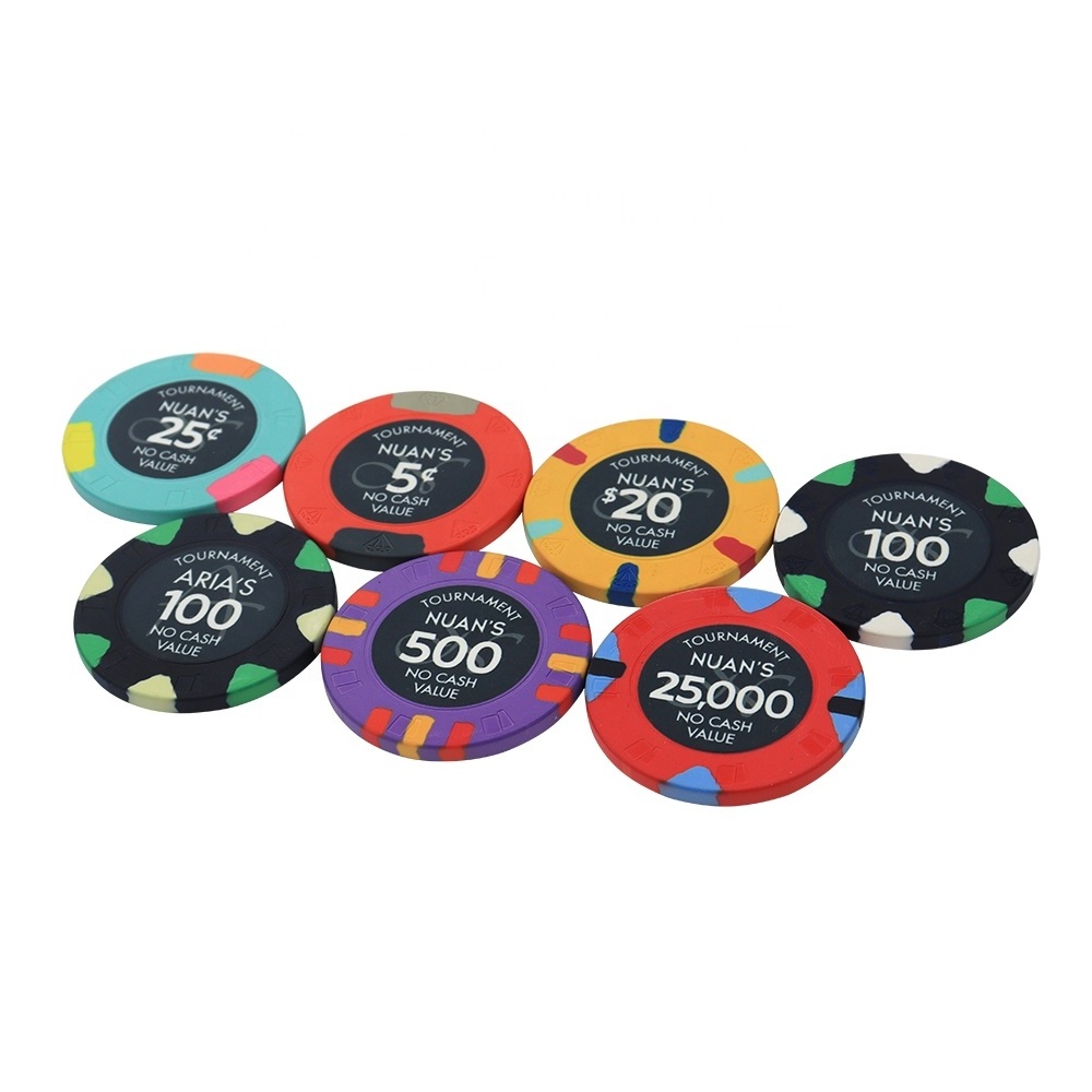 Wholesale luxury 39mm 10g ceramic poker chips free design customized logo engraved ceramik casino chips for poker game