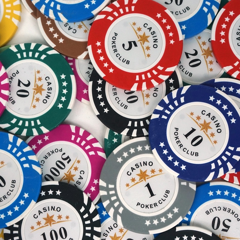 Factory wholesale premium 14g poker chips clay five stars 40mm 11colors with cash value sticks custom logo for casino poker club