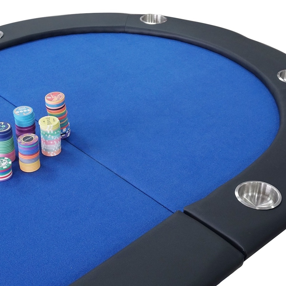 Factory custom trifold poker table 208*106cm casino quality 10 players oval mesa with cup holder for blackjack game