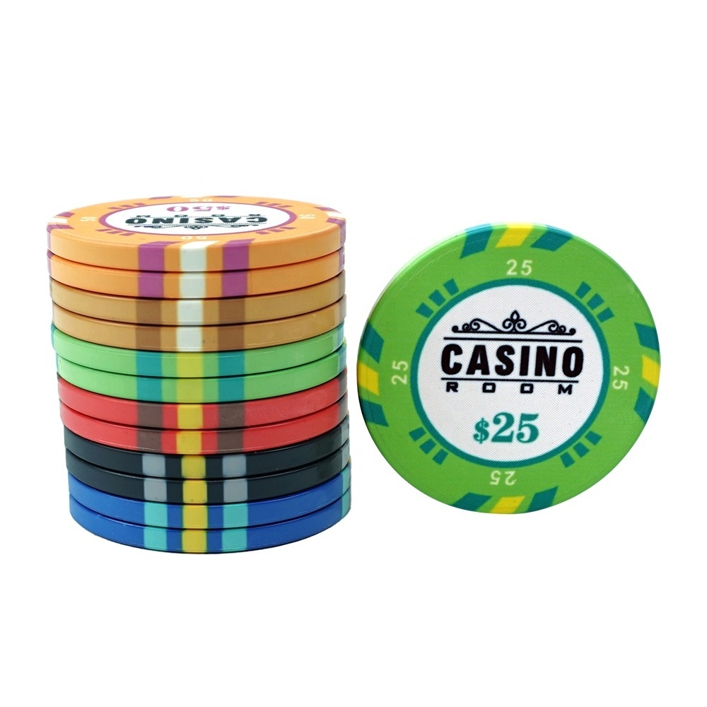 Factory professional custom casino 39mm ceramic poker chips set 10g deluxe fancy game  different value for gamebling poker game