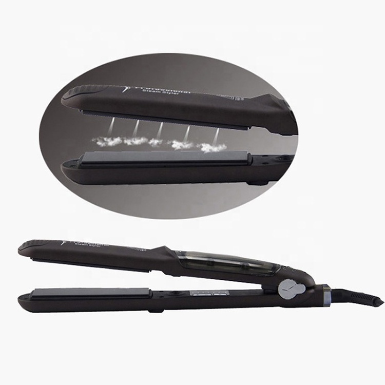 Professional Salon Ceramic Tourmaline Flat Iron with Vapor Steam Pod Straightener