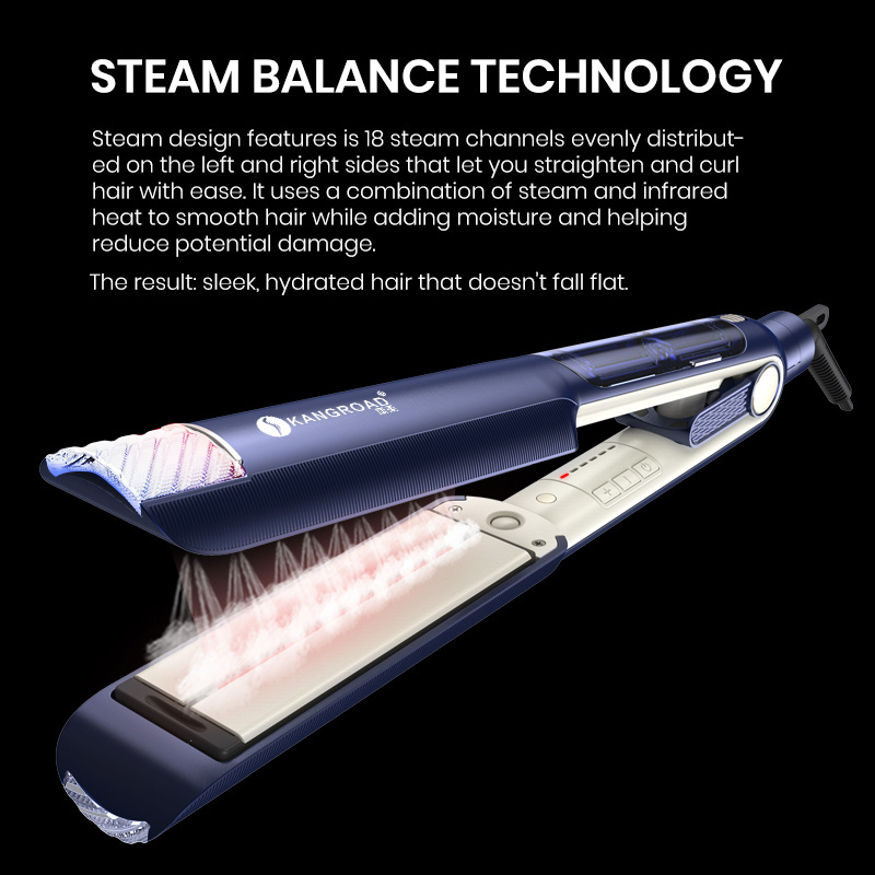 2024 new product Professional Steam Flat Iron Salon Ceramic Hair Straightener Infrared Straightening & Curler for Hairstyles