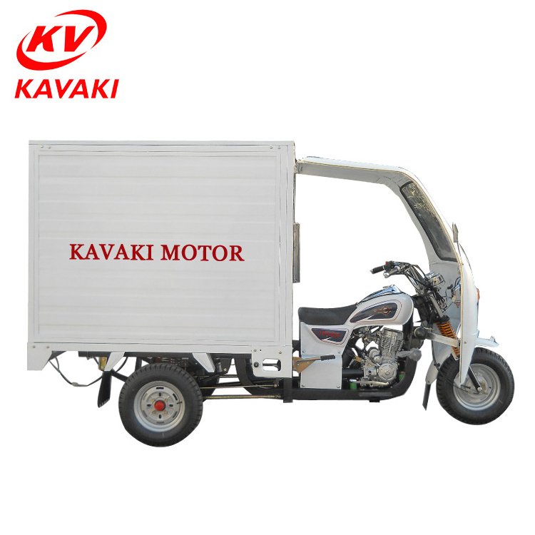 KAVAKI New designExport 1200kg heavy loading big closed cargo box three wheels tricycle /motorbike