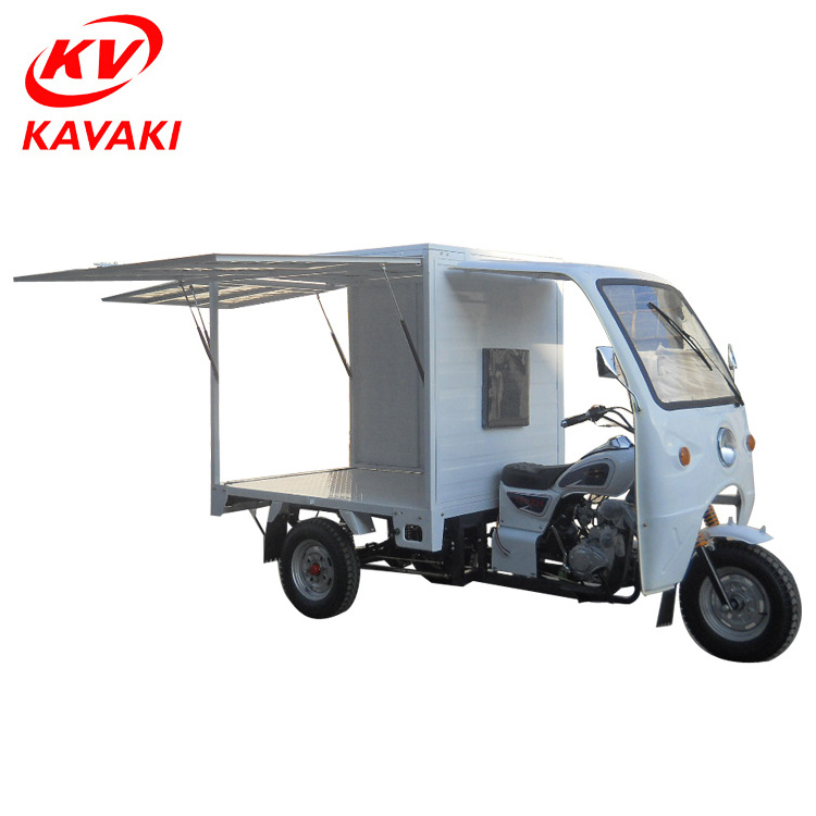 KAVAKI New designExport 1200kg heavy loading big closed cargo box three wheels tricycle /motorbike