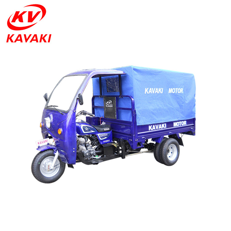 Three wheel motorcycle for loading cargo with closed cargo box air cooling engine tricycle made in China