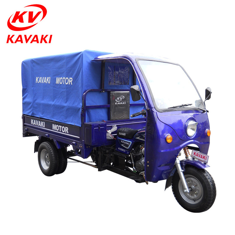 Three wheel motorcycle for loading cargo with closed cargo box air cooling engine tricycle made in China