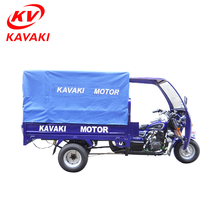 Three wheel motorcycle for loading cargo with closed cargo box air cooling engine tricycle made in China