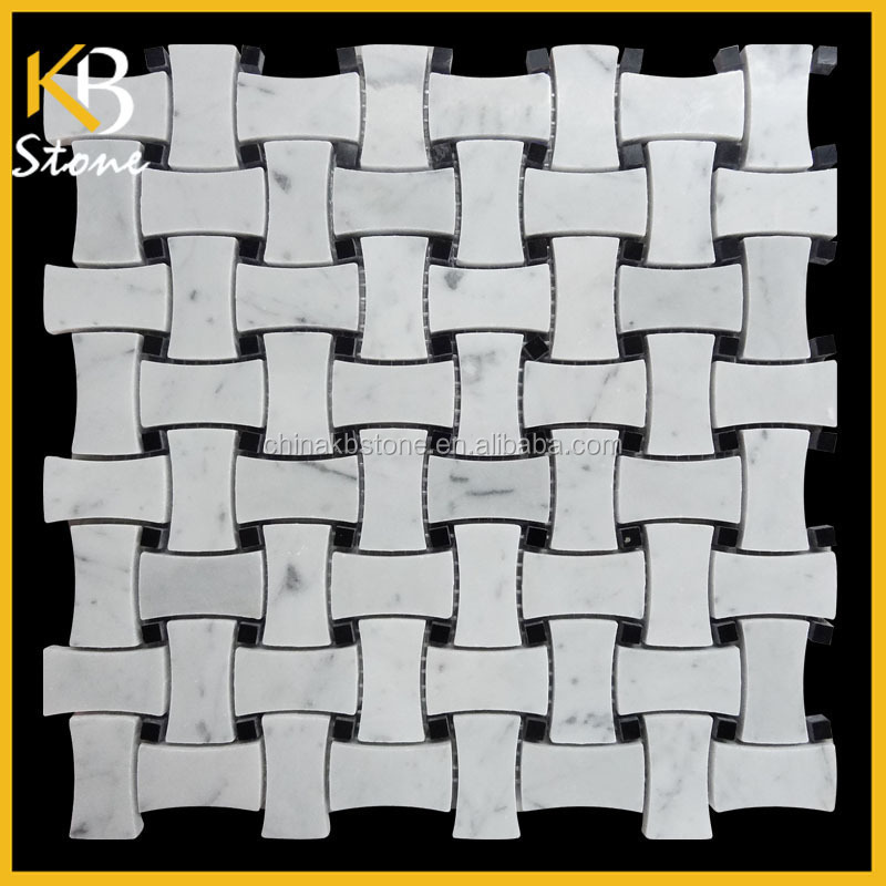 Chinese White Marble Mosaic Basketweave Tile background interior mosaic