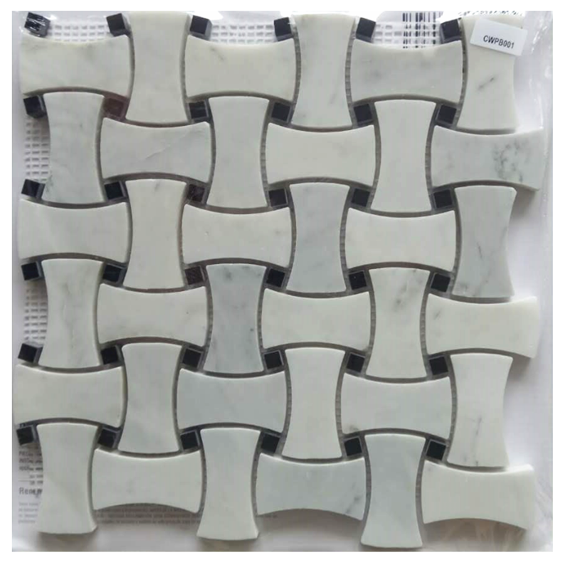 Chinese White Marble Mosaic Basketweave Tile background interior mosaic