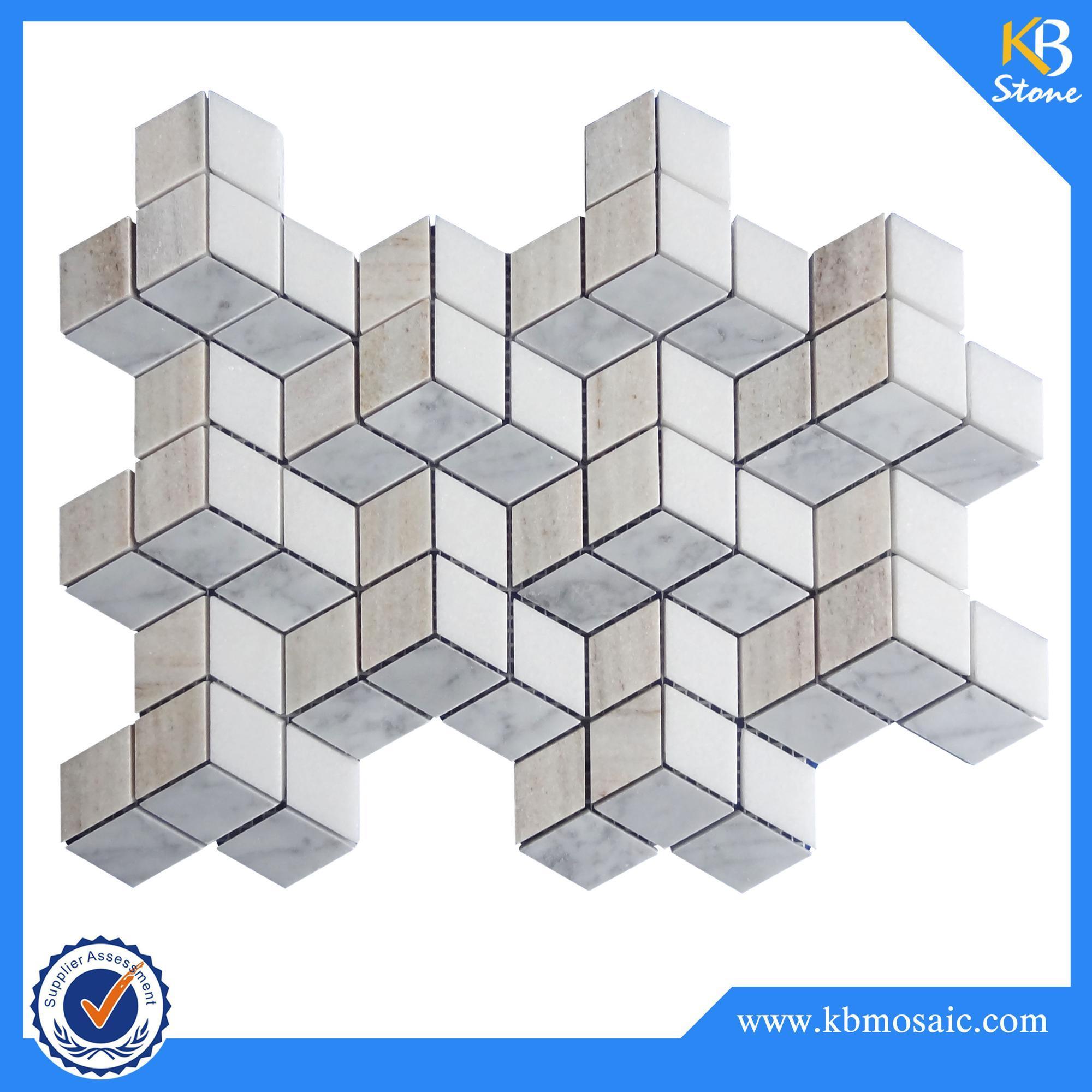 Crystal Wooden Gray Marble and stone mosaics floor 3D art tiles interior wall tile background