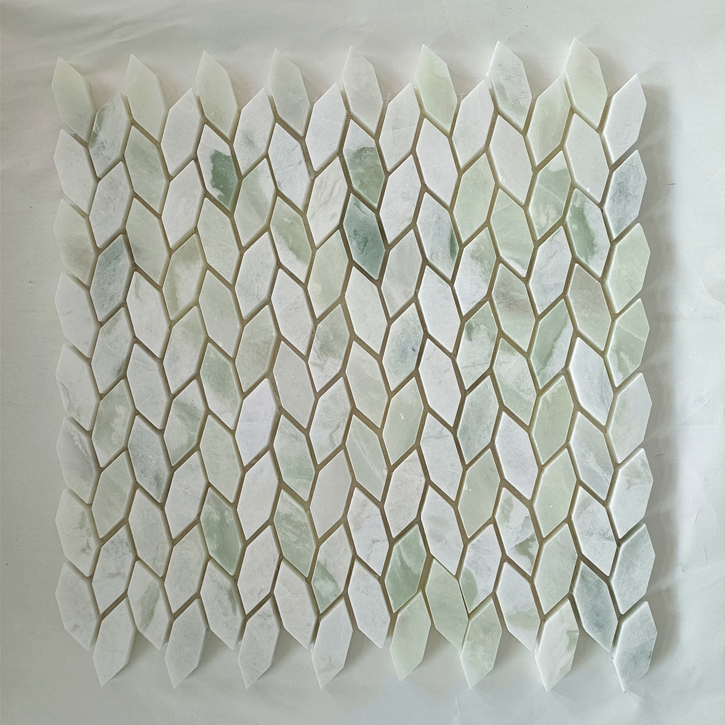 Green Herringbone 3D Backsplash Gel Tile Peel and Stick Mosaic for Kitchen Backsplash