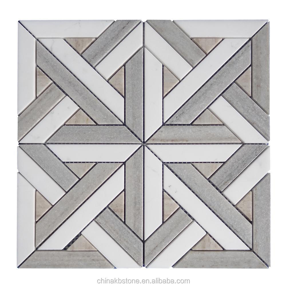 factory wholesale  polished surface grey marble mosaic floor and wall tile interior stone mosaic