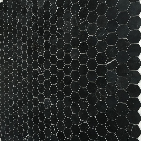 Black Mosaic Tiles Hexagon Polished Marble Mosaic For Kitchen and Bathroom Wall Tiles