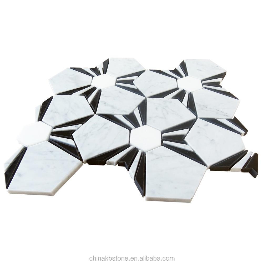 factory wholesale  polished surface grey marble mosaic floor and wall tile interior stone mosaic