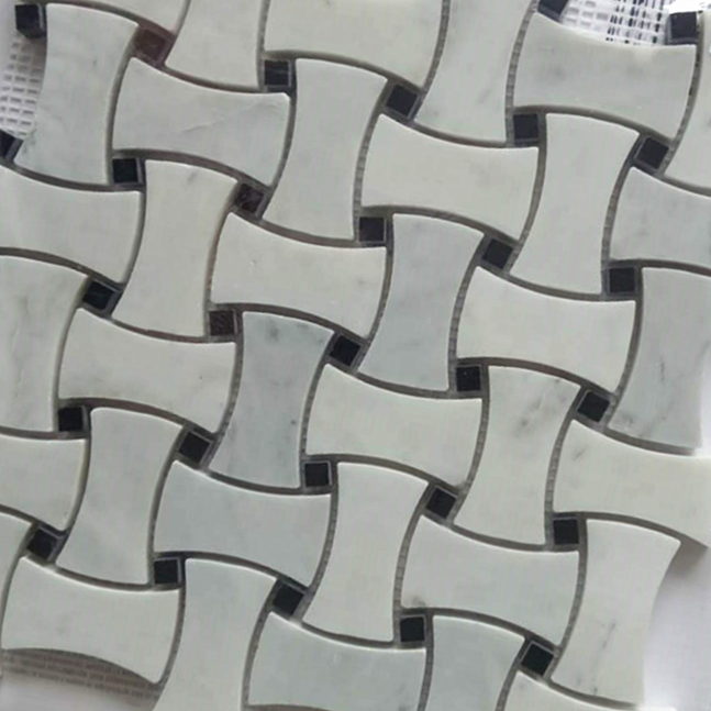 Chinese White Marble Mosaic Basketweave Tile background interior mosaic