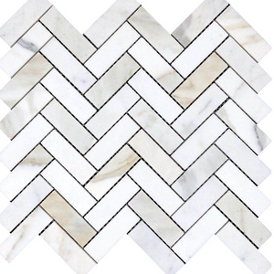 Herringbone calacatta gold mosaic tile