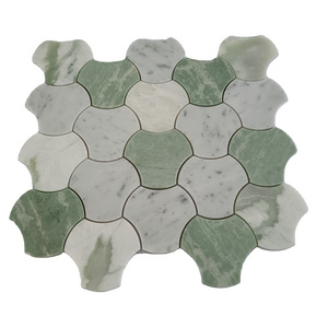 Luxury Home Decor Green Onyx Marble Mosaic Kitchen Backsplash Herringbone Long Oval Shape Wall Tile