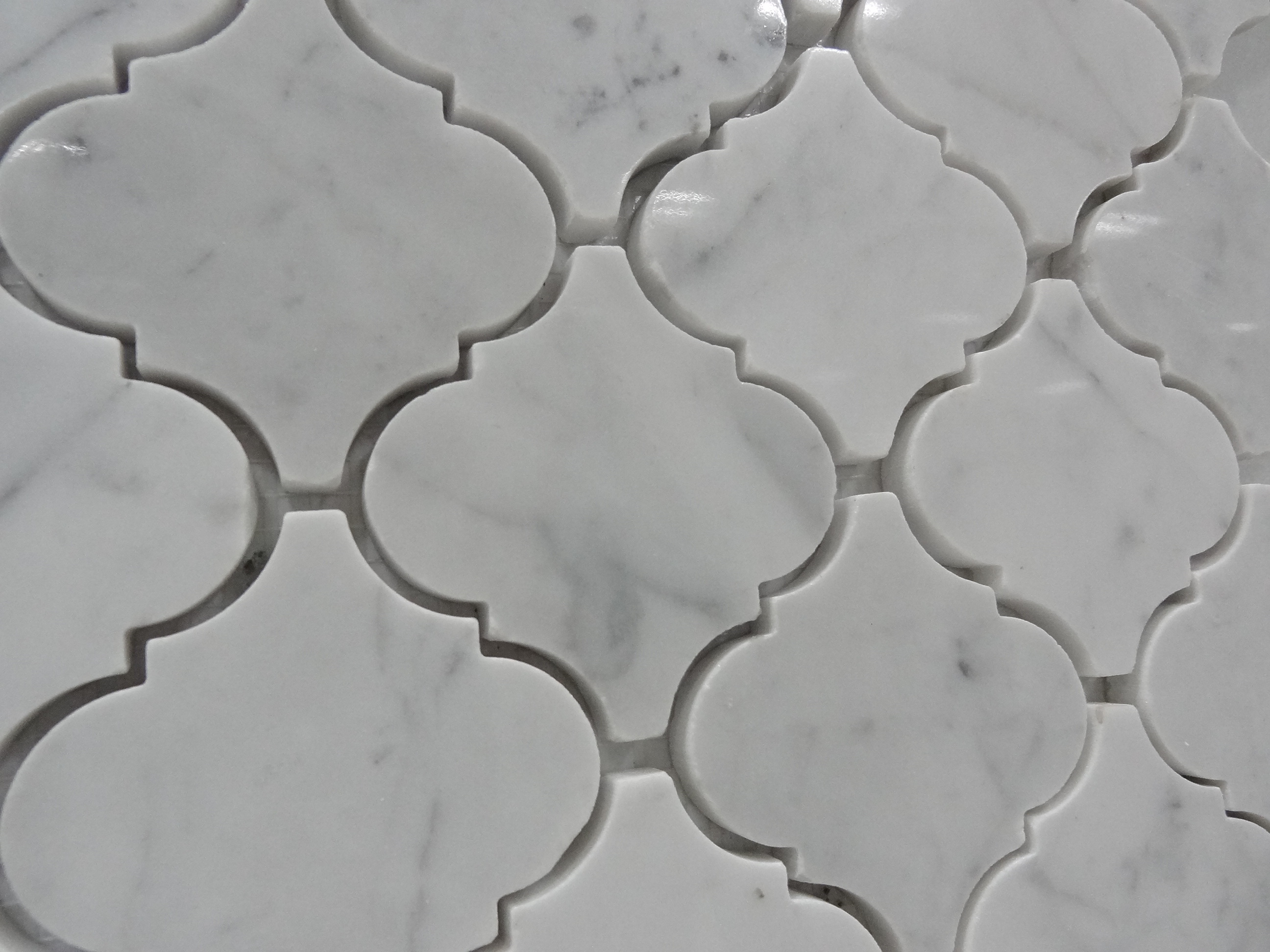 carrera marble lantern mosaic tile kitchen backsplash on sale background