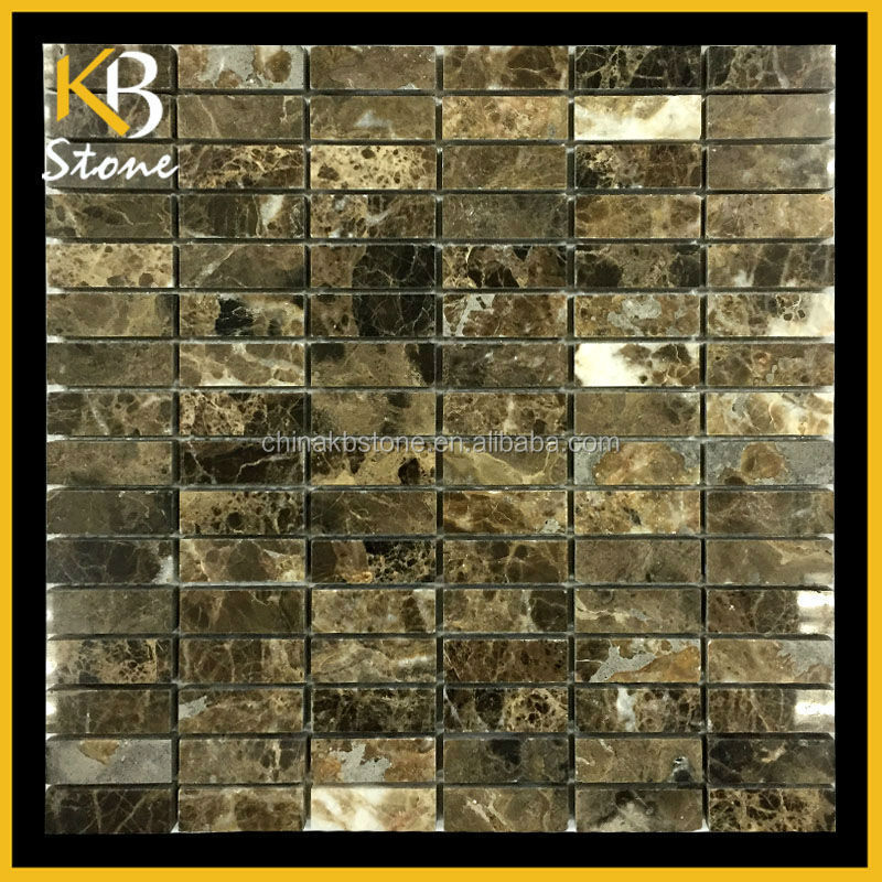 Emperador backsplash mosaic tile brick pattern made in Jiangsu inter China subway marble mosaic tiles interior tile