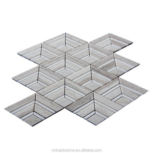 factory wholesale  polished surface grey marble mosaic floor and wall tile interior stone mosaic