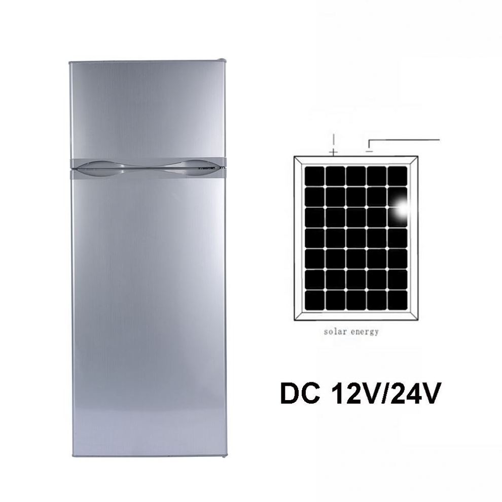 218L China Factory Double Door Fridge DC 12V Solar Power Refrigerator Freezer In Dubai