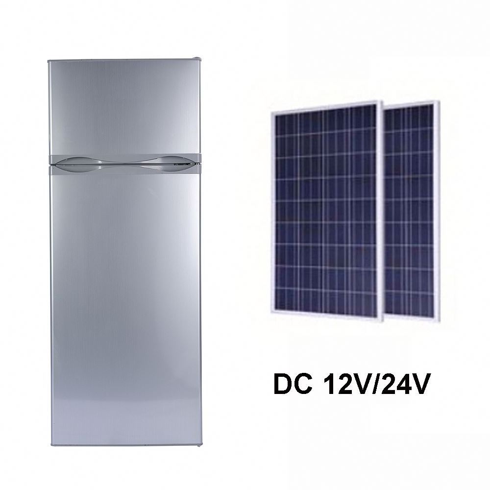 218L China Factory Double Door Fridge DC 12V Solar Power Refrigerator Freezer In Dubai