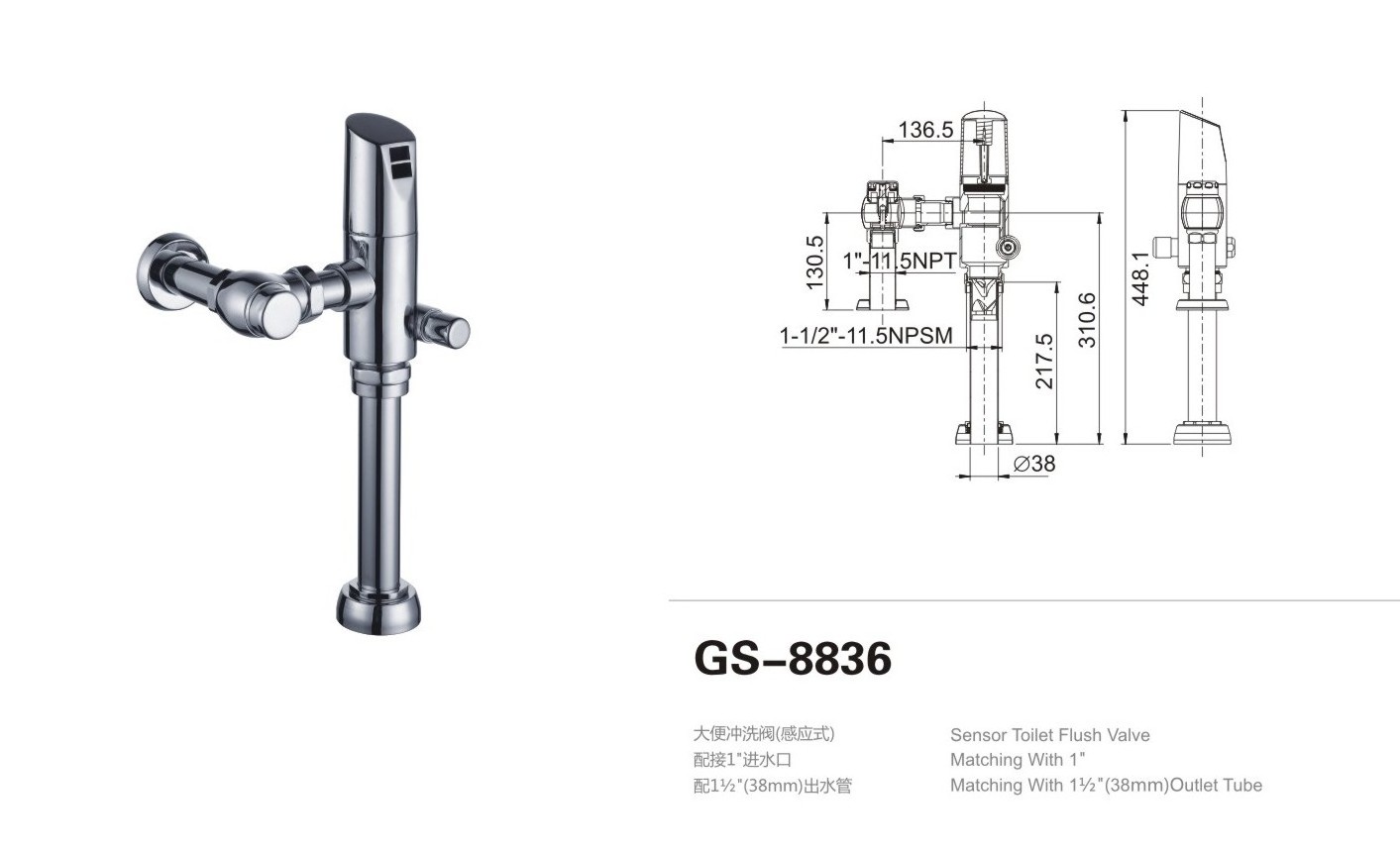 China Factory Supply Dual Function For Manual And Automatic Sensing Flush Valve For Toilet Flushometer