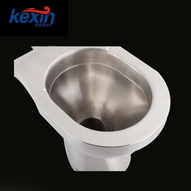 New High Quality SS 304  Wc Stainless Steel Prison Toilet Bowl, One Piece Toilet