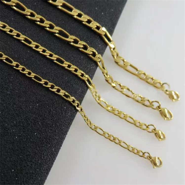 fashion 3mm/4mm/8.8mm/11.5mm  figaro stainless steel jewelry 14k 18k plating necklace 18k gold filled chain