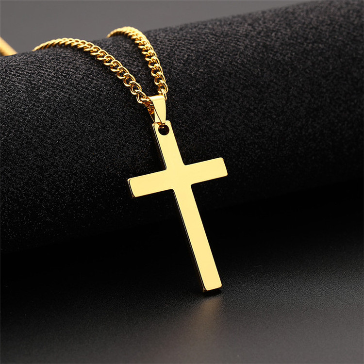 European and American cross-border new stainless steel cross men's necklace