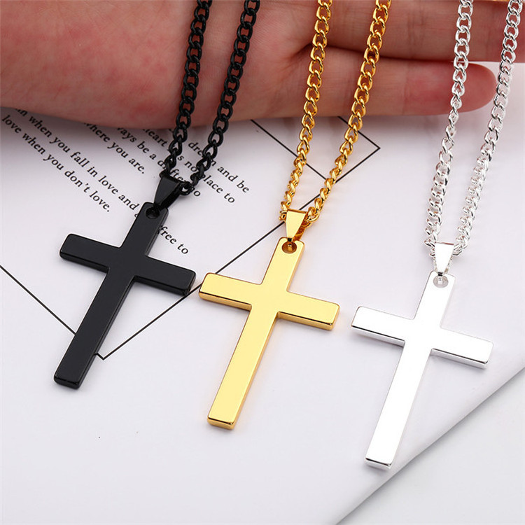 European and American cross-border new stainless steel cross men's necklace