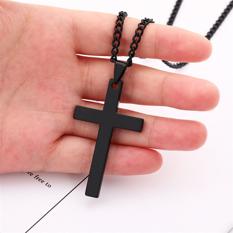 European and American cross-border new stainless steel cross men's necklace