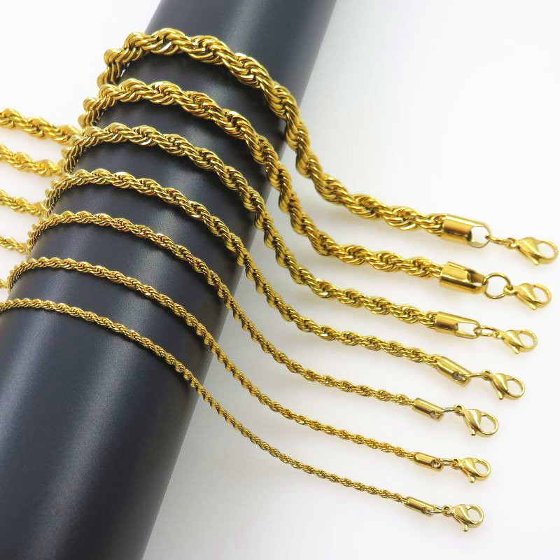 2mm 3mm 4mm 5mm 6mm 7mm Hip Hop Necklace Chain Waist Silver Mens Chain Manufacturer Rope Link Stainless Steel Rope Chain