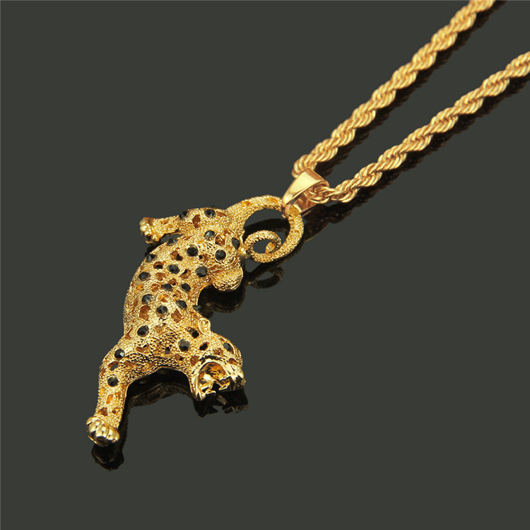 New Hip-hop Leopard Pendant Necklace For Men&Women Fashion Statement Crystal Necklace