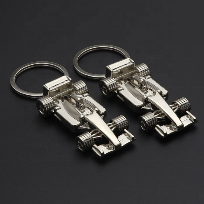 Wholesale Custom Logo 3D Metal Racing car Auto Parts Model Plane F1 Car Keychain